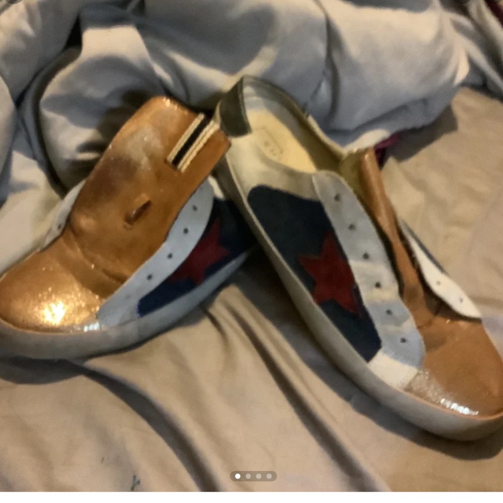 Slip on shushop sneakers worn a couple times blue maroon and gold size 10